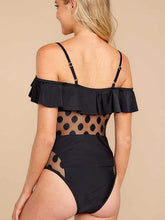 将图片加载到图库查看器,Polka dot mesh stitching One-Piece swimsuit