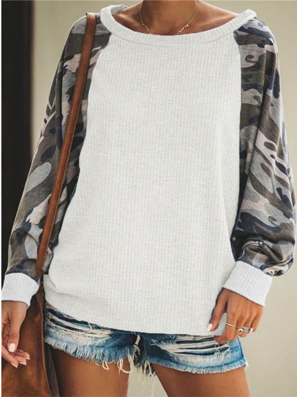 Printed Camouflage Long-Sleeved Sweater