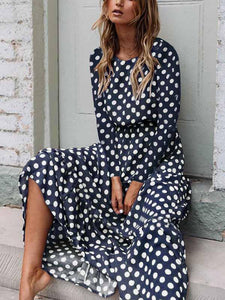 Polka Dot Printed Crew Neck Dress