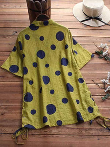 Plus size dot print short sleeve shirt