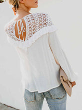 将图片加载到图库查看器，Ruffled Lace-Paneled Chiffon Blouse
