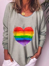 将图片加载到图库查看器，Plus Size Rainbow Love Print Long-Sleeved Top
