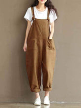 将图片加载到图库查看器，Plus size sanded cotton bib pants
