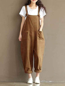 Plus size sanded cotton bib pants