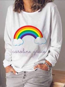 Plus Size Rainbow Print Sweater