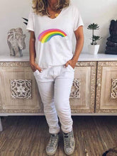 将图片加载到图库查看器，Plus Size Rainbow Print T-Shirt
