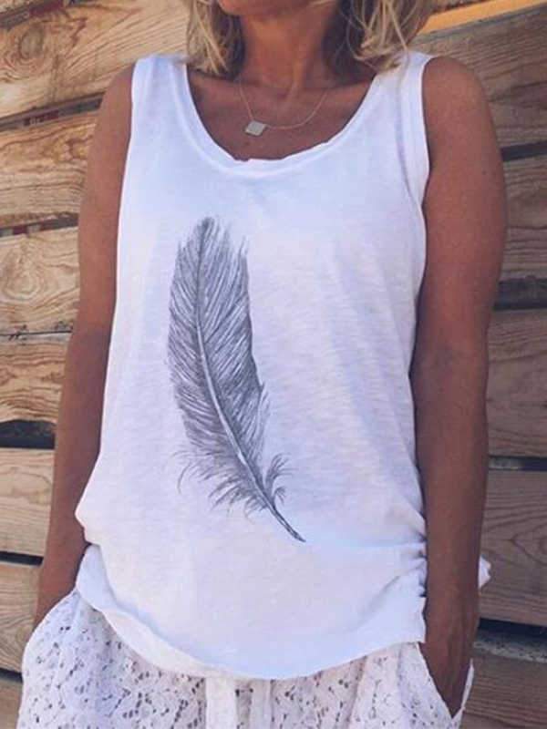 Plus size feather print vest