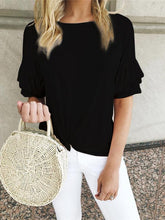 将图片加载到图库查看器，Ruffle Sleeve Knit Top
