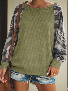 Printed Camouflage Long-Sleeved Sweater