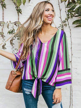 将图片加载到图库查看器，Plus size rainbow printed striped shirt
