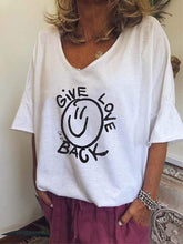 将图片加载到图库查看器，Plus Size GIVE LOVE BACK Letter Print T-Shirt
