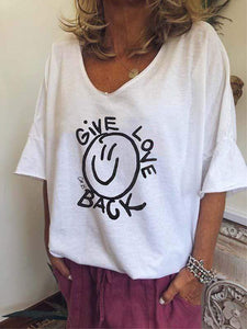 Plus Size GIVE LOVE BACK Letter Print T-Shirt