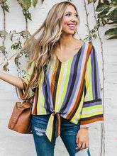 将图片加载到图库查看器，Plus size rainbow printed striped shirt
