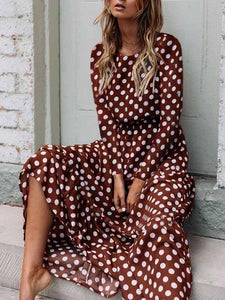 Polka Dot Printed Crew Neck Dress