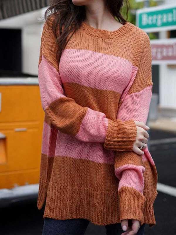 Round Neck Striped Sweater