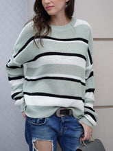 将图片加载到图库查看器，Round Neck Striped Sweater
