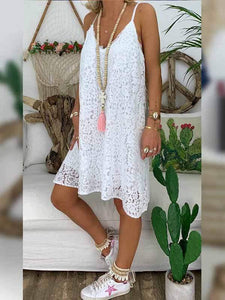 Plus size V-neck sling lace dress