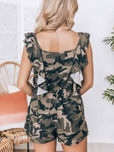 将图片加载到图库查看器，Ruffled Sleeve Camouflage Romper
