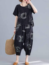 将图片加载到图库查看器，Plus Size Cotton linen Wide Leg Pants Suit
