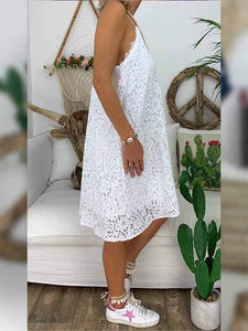 Plus size V-neck sling lace dress