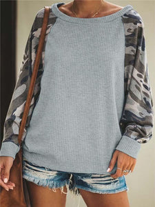 Printed Camouflage Long-Sleeved Sweater