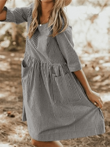 Plus Size Striped Pocket Dress