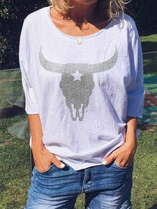 Plus Size Cow Head Print T-Shirt