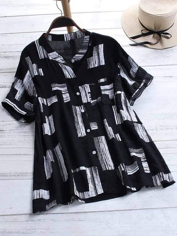 Plus size printed short-sleeved shirt