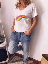 将图片加载到图库查看器，Plus Size Rainbow Print T-Shirt
