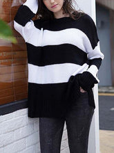 将图片加载到图库查看器，Round Neck Striped Sweater
