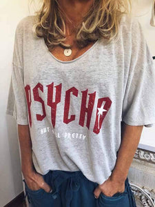 Plus Size PSYCHO Print T-Shirt