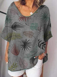 Plus size round neck print T-shirt