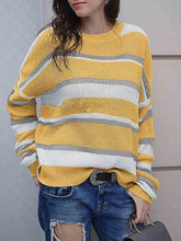 将图片加载到图库查看器，Round Neck Striped Sweater
