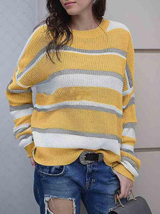 Round Neck Striped Sweater