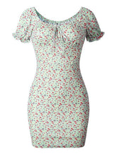 将图片加载到图库查看器，Polka Dot Collar Floral Mini Dress

