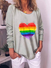 将图片加载到图库查看器，Plus Size Rainbow Love Print Long-Sleeved Top
