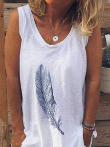 Plus size feather print vest