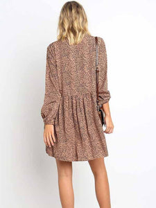 Sexy Leopard V-neck Long Sleeve Dress