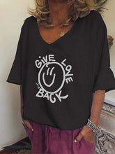 将图片加载到图库查看器，Plus Size GIVE LOVE BACK Letter Print T-Shirt
