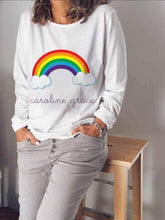 将图片加载到图库查看器，Plus Size Rainbow Print Sweater
