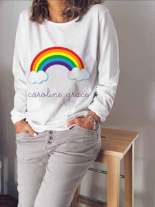 Plus Size Rainbow Print Sweater