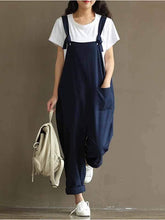 将图片加载到图库查看器，Plus size sanded cotton bib pants
