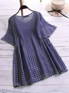 Plus size plaid short sleeve shirt