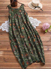 将图片加载到图库查看器，Plus size sleeveless printed pocket dress
