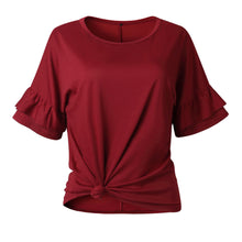 将图片加载到图库查看器，Ruffle Sleeve Knit Top
