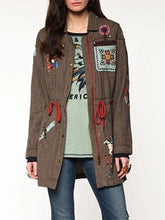 将图片加载到图库查看器，Retro Contrast Flower Lapel Coat
