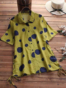 Plus size dot print short sleeve shirt