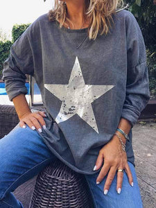 Plus Size Star Print Sweater