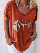 将图片加载到图库查看器，Round Neck Fish Head Print T-Shirt
