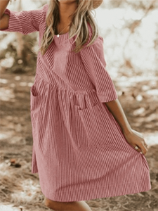 Plus Size Striped Pocket Dress